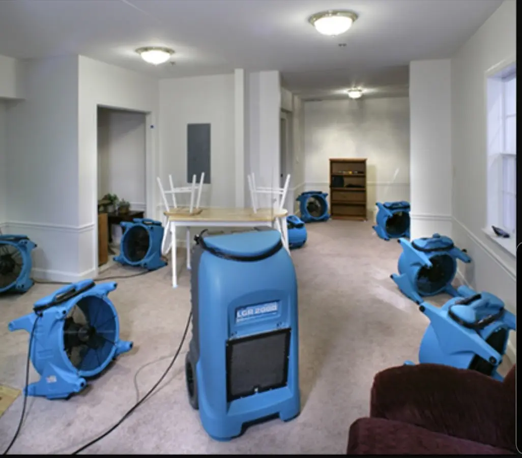 Air movers and dehumidifier setup for Water Extraction & Removal in Mitchell